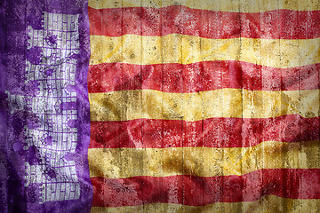 Image showing Grunge style of Majorca flag on a brick wall