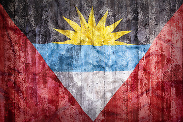 Image showing Grunge style of Antigua and Barbuda flag on a brick wall  