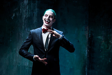 Image showing Bloody Halloween theme: crazy joker face