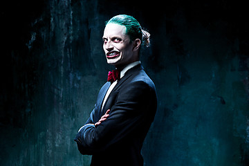 Image showing Bloody Halloween theme: crazy joker face