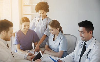 Image showing group of happy doctors meeting at hospital office