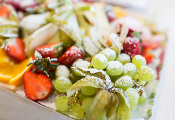 Image showing close up of dish with sugared fruit dessert