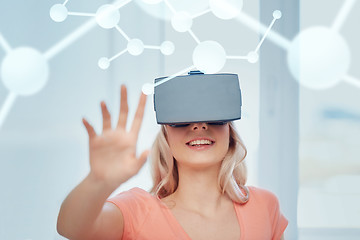 Image showing woman in virtual reality headset or 3d glasses