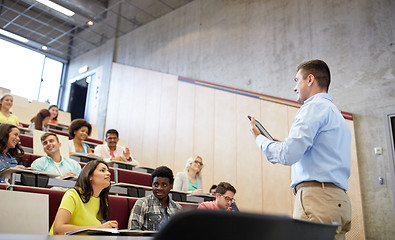 Image showing students and teacher with tablet pc at lecture