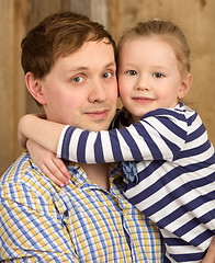 Image showing Portrait of father and beautiful little daughter