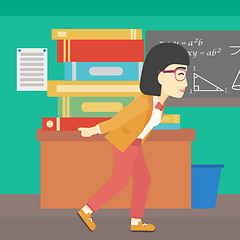 Image showing Student with pile of books vector illustration.