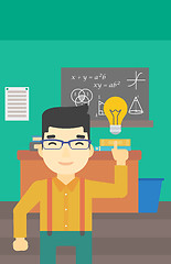 Image showing Student pointing at light bulb vector illustration