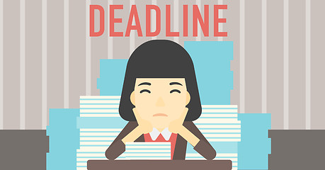 Image showing Business woman having problem with deadline.