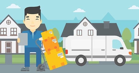 Image showing Delivery man with cardboard boxes.