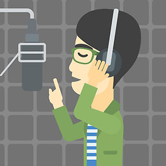 Image showing Singer recording song vector illustration.