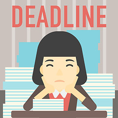 Image showing Business woman having problem with deadline.