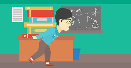 Image showing Student with pile of books vector illustration.