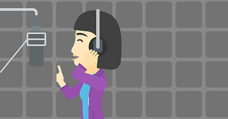 Image showing Singer recording song vector illustration.