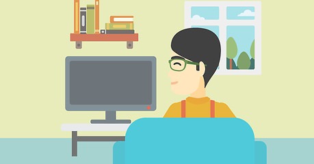 Image showing Man watching TV.