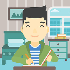 Image showing Journalist writing in notebook vector illustration