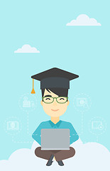 Image showing Graduate sitting on cloud vector illustration.