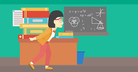 Image showing Student with pile of books vector illustration.