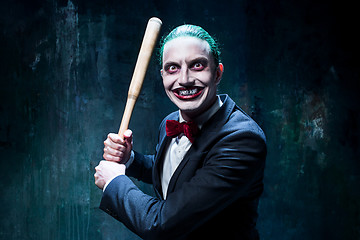 Image showing Bloody Halloween theme: crazy joker face