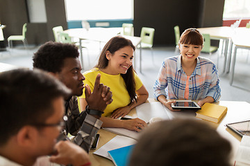 Image showing group of high school students with tablet pc