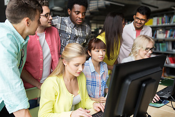 Image showing international students with computers at library