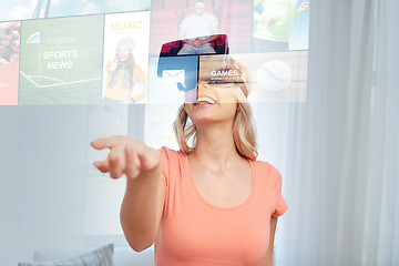 Image showing woman in virtual reality headset or 3d glasses