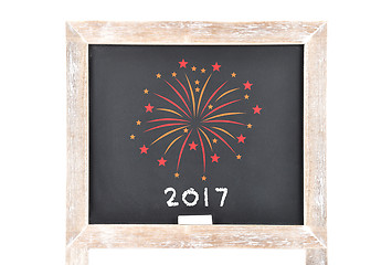 Image showing Fireworks 2017 on blackboard