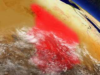 Image showing Chad from space highlighted in red