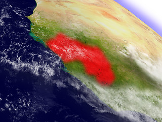 Image showing Guinea from space highlighted in red