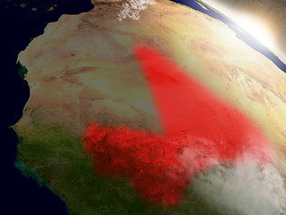 Image showing Mali from space highlighted in red