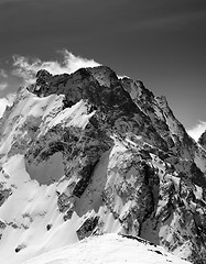 Image showing Black and white on winter snow mountain