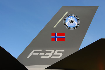 Image showing F-35 warplanes with Norwegian flag