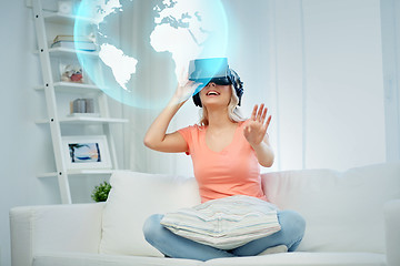 Image showing woman in virtual reality headset or 3d glasses