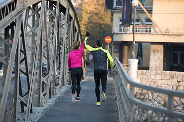 Image showing young  couple jogging