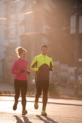 Image showing young  couple jogging