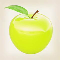 Image showing Green apple, isolated on white background . 3D illustration. Vin