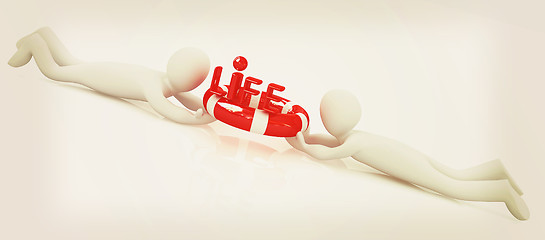 Image showing Mans with life ring. 3d rendered illustration. 3D illustration. 