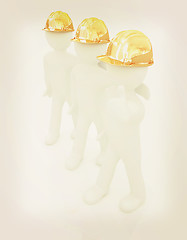 Image showing 3d mans in a hard hat with thumb up . 3D illustration. Vintage s