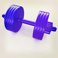 Image showing Colorful dumbbells on a white background. 3D illustration. Vinta