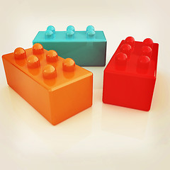 Image showing Building blocks on white . 3D illustration. Vintage style.