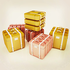 Image showing travel bags on white . 3D illustration. Vintage style.