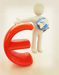 Image showing 3d people - man, person presenting - euro with global concept wi