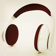 Image showing headphones. 3D illustration. Vintage style.