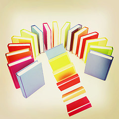 Image showing Colorful books flying . 3D illustration. Vintage style.