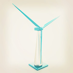 Image showing Wind turbine isolated on white . 3D illustration. Vintage style.