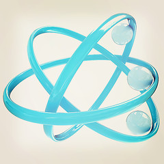 Image showing 3d atom. 3D illustration. Vintage style.