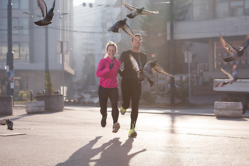 Image showing young  couple jogging