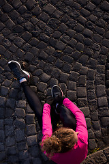 Image showing woman  stretching before morning jogging