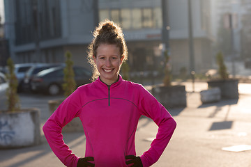 Image showing woman  stretching before morning jogging