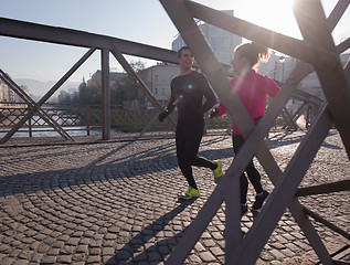 Image showing young  couple jogging