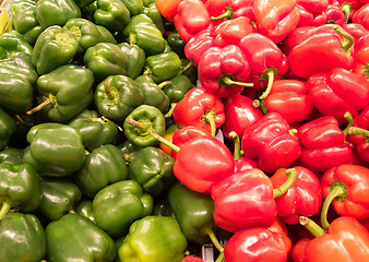 Image showing many red and green pepper ready to sale